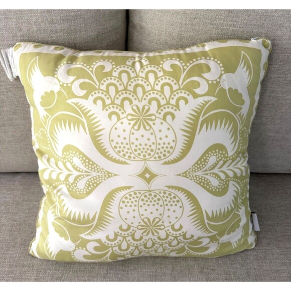 Jonathan Adler Happy Home Silk Pillow Cover 18" x 18" Apple Green Paisley - Picture 1 of 8